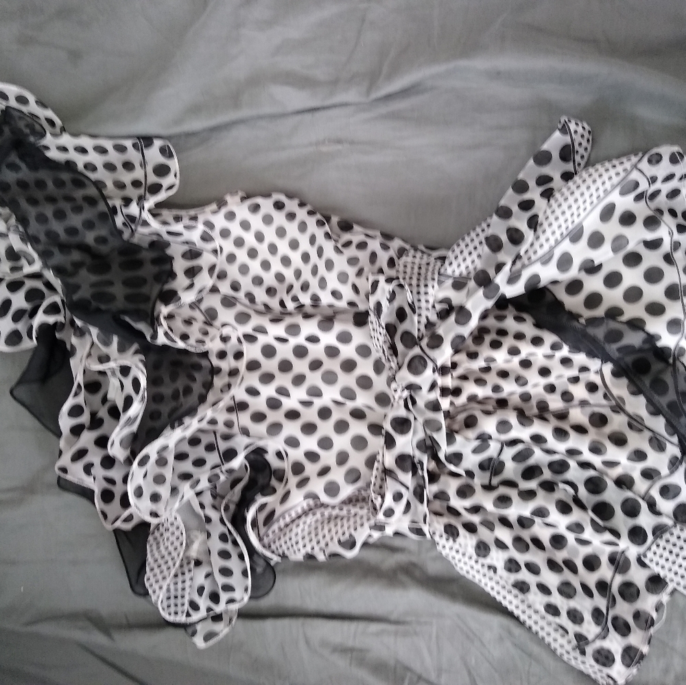 Black and White polka dot off the shoulder top